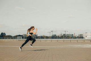 A woman sprinting